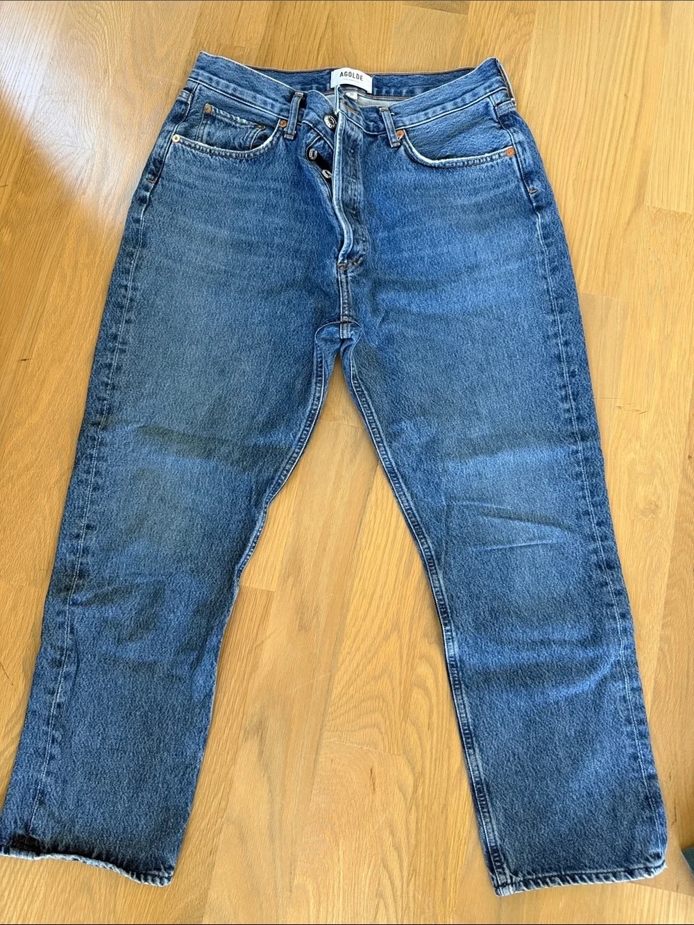 Agolde Women's Straight Leg Jeans in Mid Blue Wash - Picture 4 of 4